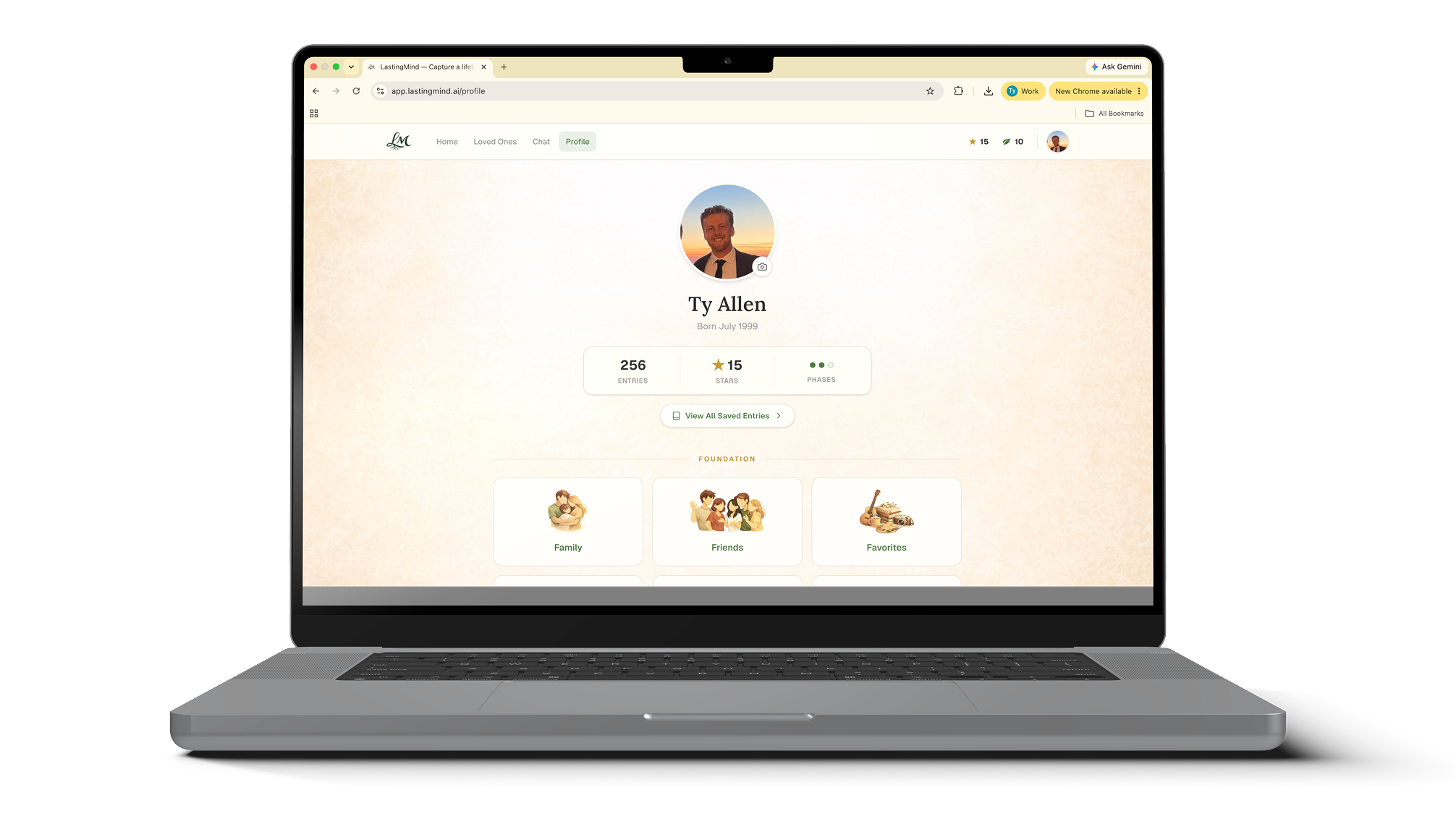 The LastingMind profile page
